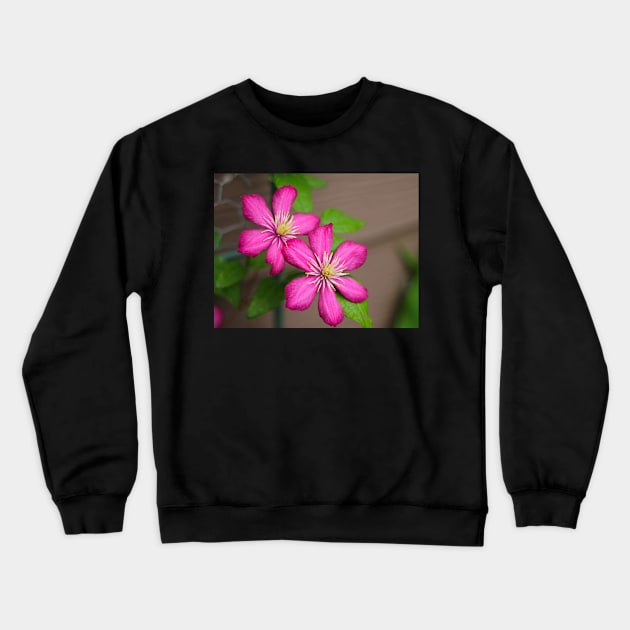 Pink clematis Crewneck Sweatshirt by MistyLakeArt